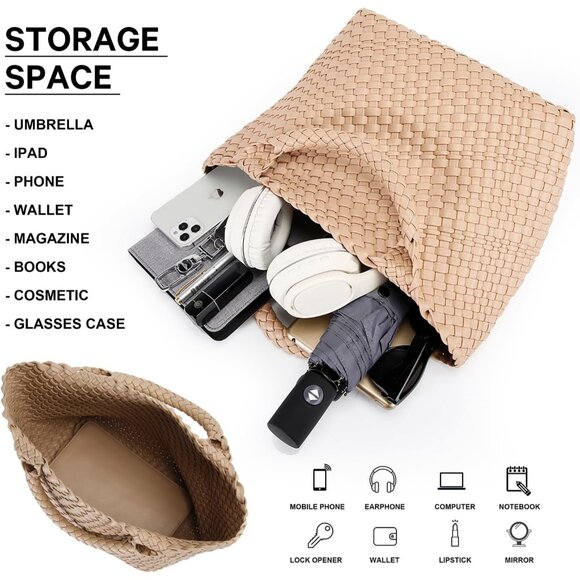 Eco-Friendly Woven Tote & Clutch Set - Versatile Handbag for Every Occasion - Picture 4 of 7